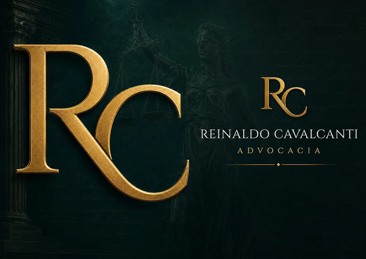 Identidade visual Reinaldo Cavalcanti Advocacia — monograma RC dourado